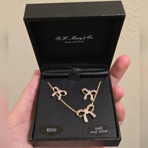 Pink Sapphire Necklace/Earrings Set in 14k Gold-Plated Sterling Silver, Macy's